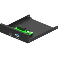 Gembird Panneau przedni 3,5" USB 3.1 type-A + type-C (19 broches), Lecteur de carte mémoire, Noir