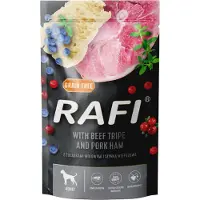 Dolina Noteci Rafi Beef Tripe&Pork Ham - Nourriture humide avec gésier de bœuf et jambon de porc pour chiens adultes - 10x500 g