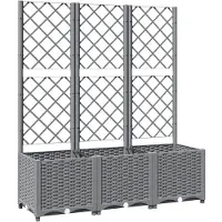 vidaXL Jardinière avec treillis Gris clair 120x40x136 cm PP