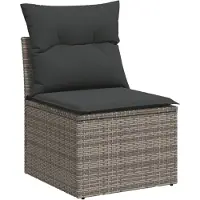 vidaXL Fauteuil de jardin sans accoudoirs avec coussins gris Poly rotin
