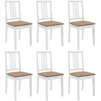 vidaXL Chaises de salle à manger avec coussins 6 pcs. Blanc Bois massif