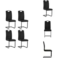 vidaXL Chaise cantilever 4 pcs noir similicuir - Chaise de salle à manger