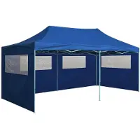 vidaXL Tente de réception pliable avec 4 parois 3x6 m Acier Bleu