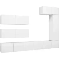 The Living Store 7 pcs. Ensemble de meubles TV blanc en bois composite