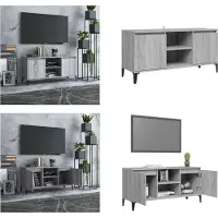 vidaXL Armoire TV avec pieds métalliques Gris Sonoma 103,5x35x50 cm - Armoire TV - Armoire TV - Armoire stéréo - Support TV