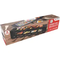 Alpina Set gril et raclette 800 W - Revêtement antiadhésif - Acier inoxydable - Facile à transporter - Noir