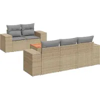 vidaXL Ensemble de salon de jardin 6 pièces avec coussins Beige Poly Rattan