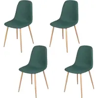 Urban Living Lot de 4 chaises en tissu "Oslo" - Vert - L 54 x l 45 x H 87 cm