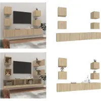 vidaXL 6 pcs. Armoire TV Sonoma chêne bois composite - Ensemble d'armoires TV - Ensembles d'armoires TV - Meuble-paroi