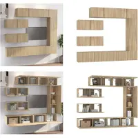 vidaXL 7 pcs. Armoire TV Set Sonoma chêne bois composite - Ensemble d'armoires TV - Ensembles d'armoires TV - Meuble-paroi