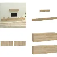 vidaXL 6 pcs. Armoire TV Sonoma chêne bois composite - Ensemble d'armoires TV - Ensembles d'armoires TV - Meuble-paroi