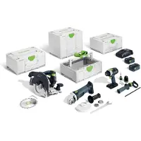 Festool Kit combiné sans fil pour la construction bois HKC 55/TPC 18/AGC 18/TB M 137 | 578025