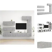 vidaXL Ensemble d'armoires TV 7 pièces gris béton Matériau dérivé du bois - Meubles TV