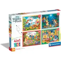 Clementoni Puzzle 4in1 SuperColor Winnie l'Ourson 21514 - Jeu éducatif pour enfants