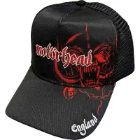 Motorhead Hommes, Casquette, England Red Warpig Mesh-Back Cap, Noir, (Taille unique)