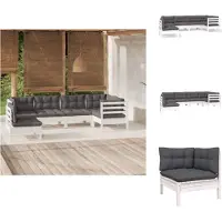 vidaXL Ensemble salon de jardin 6 pièces avec coussins blanc pin - Ensembles de meubles de jardin