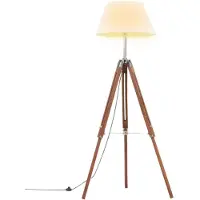 vidaXL Lampe trépied brun miel et blanc teck massif 141 cm