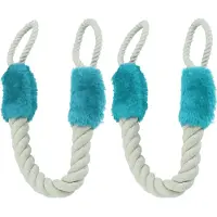 Relaxdays Butoir De Porte, Lot De 2, Arrêt, Sécurité, 60cm, Anti-pincement Pour Enfants & Animaux, Beige/bleu