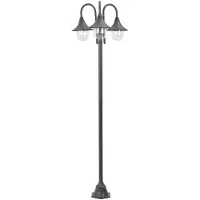 vidaXL Borne d'éclairage de jardin E27 220 cm aluminium 3-lanternes bronze
