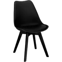 Springos Chaise De Cuisine Rétro Rembourrée - - Noir - Pieds En Bois Massif - Capacité 125 Kg