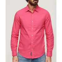 Superdry pour homme. M4010820A Chemise rose surteinte en coton biologique (XL), Casuel, Manche longue, Le coton biologique