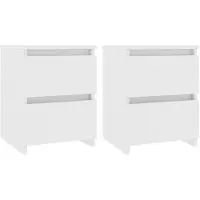 vidaXL Tables de chevet 2 pcs Blanc 30x30x40 cm Bois d'ingénierie