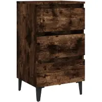 vidaXL Table de chevet avec pieds en métal Chêne fumé 40x35x69 cm