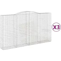 vidaXL Gabions avec arc surélevé 3 pcs. 400x50x220/240cm Fer galvanisé