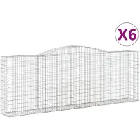 vidaXL Gabions avec arc surélevé 6 pcs. 400x50x140/160cm Fer galvanisé