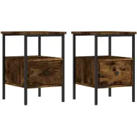 vidaXL Tables de chevet 2 pcs chêne fumé 34x36x50 cm bois ingénierie