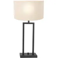 Steinhauer Lampe de table noire Stanger avec capuche blanche