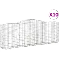 vidaXL Gabions avec arc surélevé 10 pcs 400x50x140/160cm Fer galvanisé