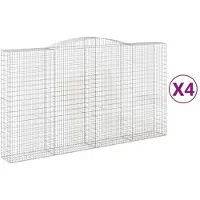vidaXL Gabions avec arc surélevé 4 pcs. 400x50x220/240cm Fer galvanisé