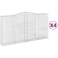 vidaXL Gabions avec arc surélevé 4 pcs. 400x50x200/220cm Fer galvanisé