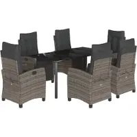 vidaXL Ensemble de jardin 7 pièces avec coussins Gris Poly rotin
