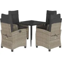 vidaXL Salon de jardin 5 pièces avec coussins gris clair Poly rotin