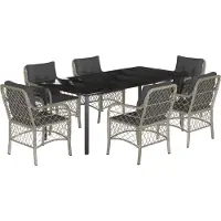 vidaXL Ensemble de jardin 7 pièces avec coussins gris clair Poly rotin