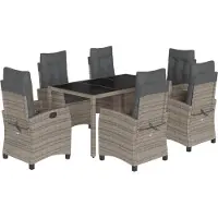vidaXL Ensemble de jardin 7 pièces avec coussins Gris Poly rotin