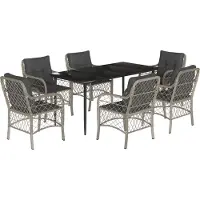 vidaXL Ensemble de jardin 7 pièces avec coussins gris clair Poly rotin