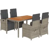 vidaXL Ensemble de jardin 5 pièces avec coussins Gris Poly rotin