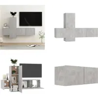 vidaXL 3 pcs. Armoire TV Set gris béton bois composite - Armoire TV - Armoire HiFi - Armoires HiFi