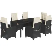vidaXL Ensemble de jardin 7 pièces avec coussins Noir Poly Rattan