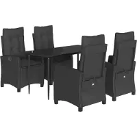 vidaXL Ensemble de jardin 5 pièces avec coussins Noir Poly Rattan