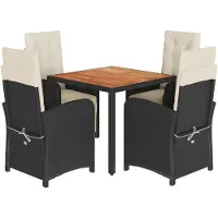 vidaXL Ensemble de jardin 5 pièces avec coussins Noir Poly Rattan