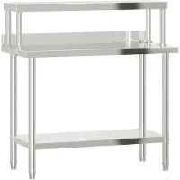 vidaXL Table de travail de cuisine avec panneau à poser 110x55x120 cm inox