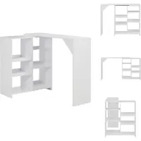 vidaXL Table de bar avec étagère mobile blanc 138x39x110 cm - Tables de salle à manger