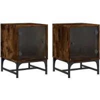 vidaXL Tables de chevet et portes vitrées 2 pcs chêne fumé 35x37x50 cm