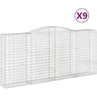 vidaXL Gabions avec arc surélevé 9 pcs. 400x50x180/200cm Fer galvanisé