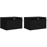 vidaXL Tables de chevet murales avec lumières LED 2 pcs noir