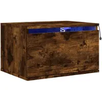 vidaXL Table de chevet murale avec lumières LED chêne fumé